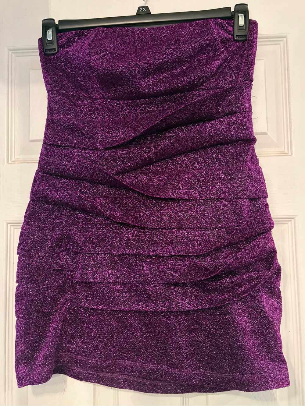 Wet Seal Shimmery Purple Strapless Ruched Mini Dress